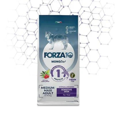 MANGIME SECCO CANI FORZA 10 DOG MEDIUM MAXI SENSITIVE SKIN PESCE KG 10