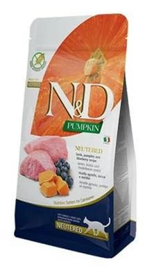 MANGIME SECCO PER GATTI ND CAT PUMPKIN NEUTERED AGNELLO/MIRTILLO GR 300
