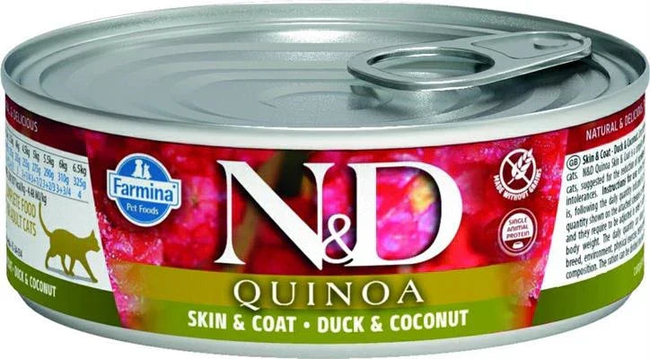 Cibo Umido Per Gatti ND UM CAT QUINOA SKIN ANATRA/COCCO GR 80