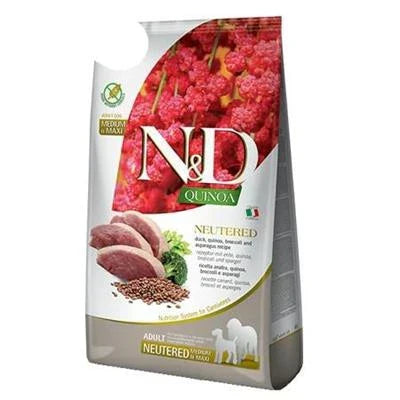 MANGIME SECCO PER CANI ND DOG QUINOA MEDIUM/MAXI NEUTERED ANATRA/BROCCOLI/ASPARAGI KG 12