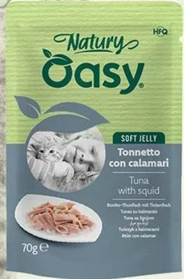Cibo Umido Per Gatti OASY CAT NATURY BUSTE TONNETTO/CALAMARI 24 X GR 70