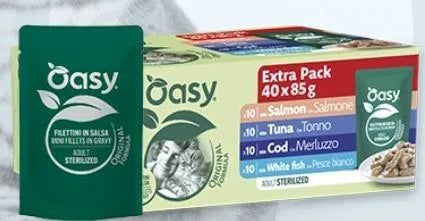 mangime umido per cani OASY ORIGINAL MULTIPACK STERILIZED SELEZIONE PESCE 40 X 85 GR