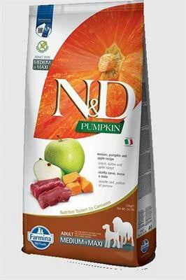 MANGIME SECCO PER CANI ND DOG PUMPKIN MEDIUM/MAXI CERVO/MELA KG 12