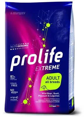 MANGIME SECCO PER CANI PROLIFE DOG EXTREME CINGHIALE/QUAGLIA/FAGIANO/LEGUMI KG 10