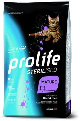 MANGIME SECCO PER GATTI PROLIFE CAT STERILIZED SENIOR MANZO/RISO KG 1,5