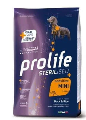 MANGIME SECCO PER CANI PROLIFE DOG STERILIZED SENSITIVE MINI ANATRA/RISO KG 2