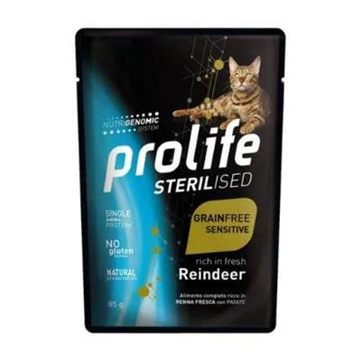 Cibo Umido Per Gatti PROLIFE CAT UM STERILIZED BUSTE RENNA 12 X GR 85 NEW